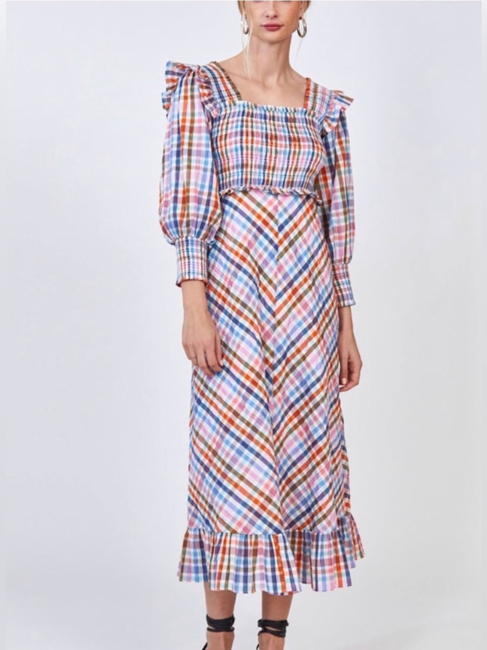 HUNTER BELL Annie Multi Color Plaid Maxi Dress - size small